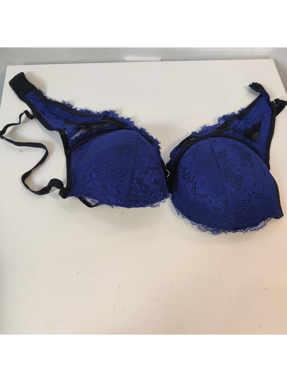La Senza Beyond Sexy Blue Black Lace Bra 36DD